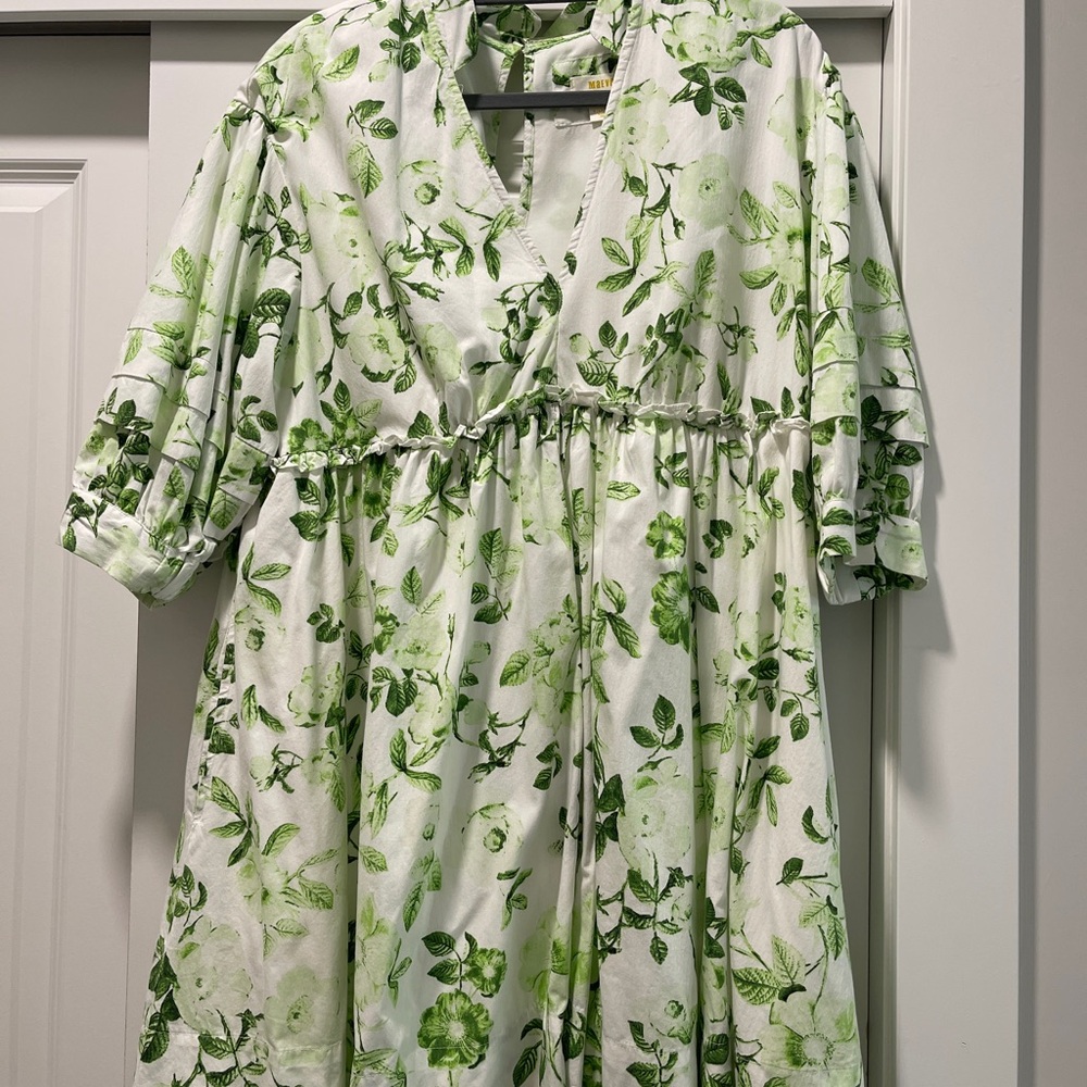 Floral Green and White Women's Dress
